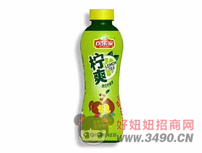 欢乐家真茶真柠檬柠爽港式柠檬味茶饮料500ml（绿）